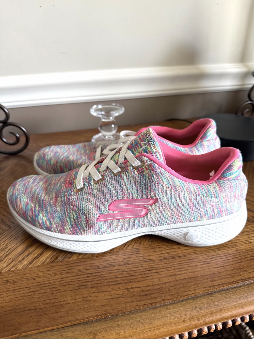 Skechers Sz 9 Go Walk 4 Cherish sneakers knit upper in space-dye pastels - Picture 2 of 9